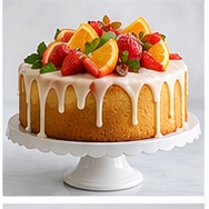 Bizcocho de vainilla decorado con frutas